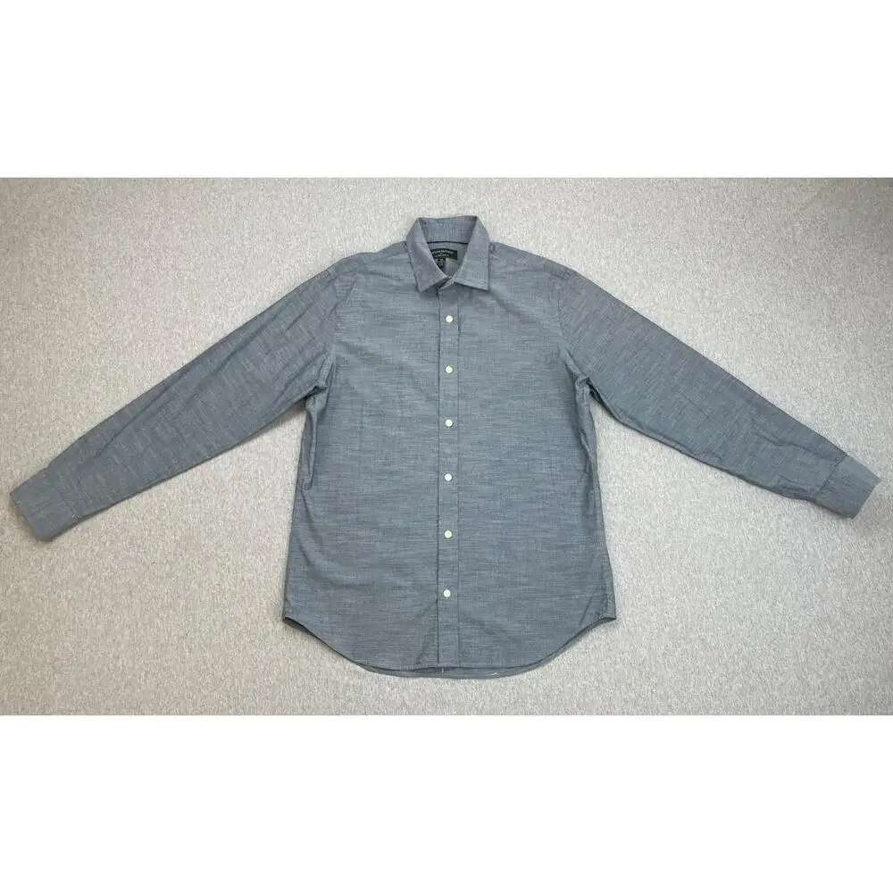 Banana Republic Shirt Men‎ Medium Gray 100% Cotton Long Sleeve Button Up